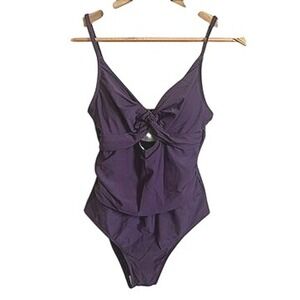 Women's Plum One Piece Swimsuit Twist Front‎ Tummy Control Shaping Size S